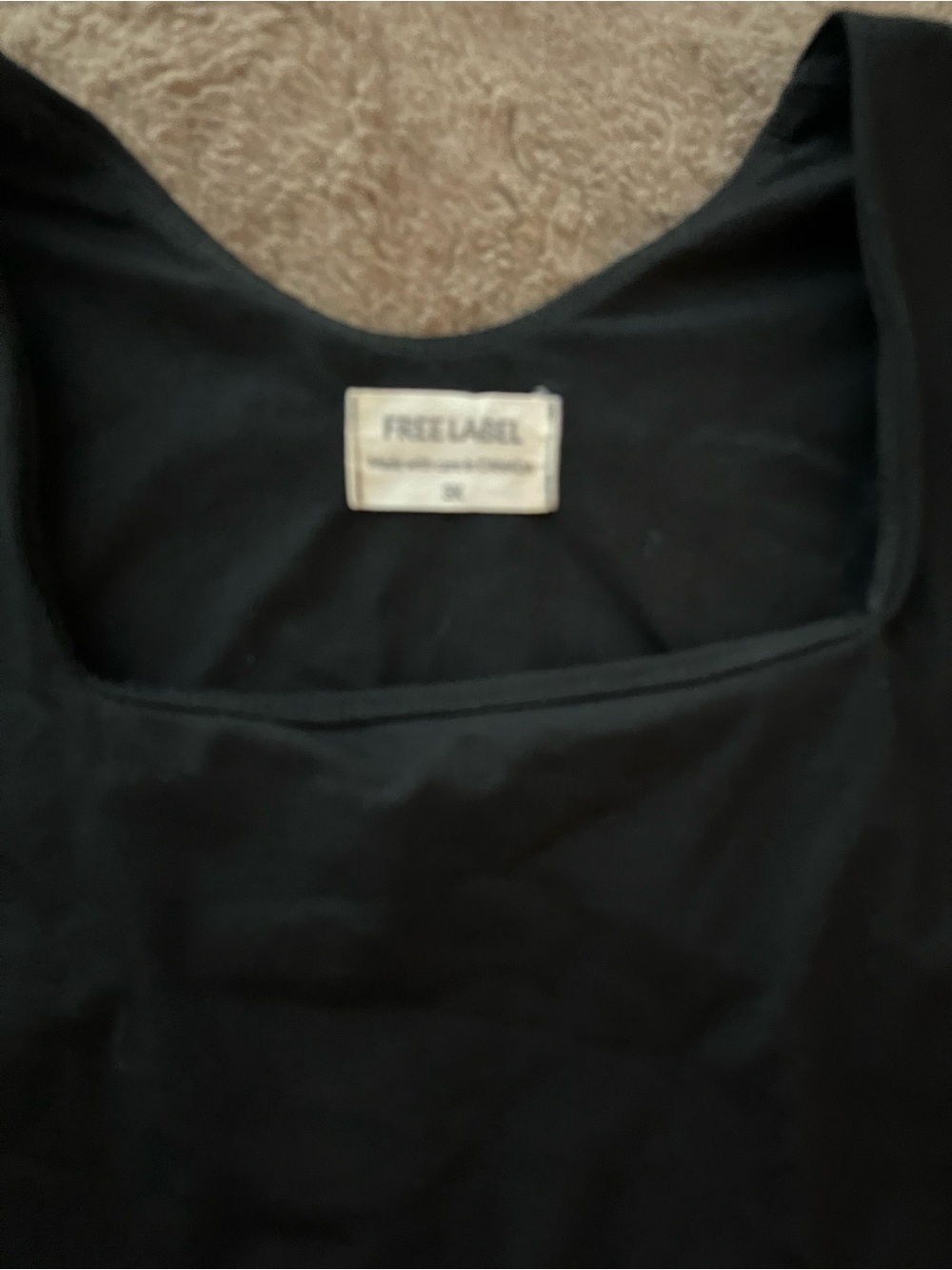 Free Label Size 3X  Black Long Sleeve Square Neck Bodysuit - Picture 2 of 3